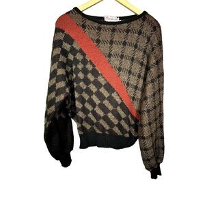 TEAM CLUB/SAKOWITZ Unisex Vintage Retro Mohair Blend Sweater Brown Size Medium